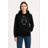 USLUCAN ALIŞVERİŞ Nihilist Penguen Özel Tasarım Oversize Kapüşonlu Sweatshirt - Siyah