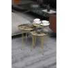 USLUCAN ALIŞVERİŞ Orta Sehpa Elips Siyah Metal Ayak Bendir GOLD