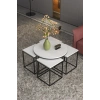 USLUCAN ALIŞVERİŞ Orta Sehpa Ve Zigon Sehpa Oval Lüx 5Li Set Beyaz
