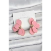 USLUCAN ALIŞVERİŞ Pembe Mineli Lotus Model Pirinç Kadın Küpe