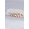 USLUCAN ALIŞVERİŞ Pirinç Gold Renk Oval Küpe Seti