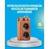 USLUCAN ALIŞVERİŞ Retro Bluetooth Hoparlör Ahşap Görünümlü 5W Çift Stereo Ses