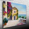 USLUCAN ALIŞVERİŞ Sahildeki Sarmaşıklı Ev Yağlıboya Kanvas Tablo 50 x 70