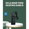 USLUCAN ALIŞVERİŞ Termal Koruma Sistemli USB Type-C 10’lu Grup Priz 2m 2500W Güç Kapasiteli
