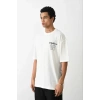 USLUCAN ALIŞVERİŞ Unisex Baskılı Oversize T-Shirt - Beyaz