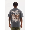 USLUCAN ALIŞVERİŞ Unisex Baskılı Oversize T-Shirt - Füme
