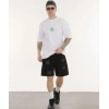 USLUCAN ALIŞVERİŞ Unisex Bisiklet Yaka Baskılı Oversize T-Shirt - Beyaz