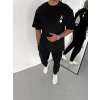 USLUCAN ALIŞVERİŞ Unisex Bisiklet Yaka Baskılı Oversize T-Shirt - Siyah