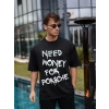 USLUCAN ALIŞVERİŞ Unisex Bisiklet Yaka Baskılı Oversize T-Shirt - Siyah