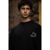 USLUCAN ALIŞVERİŞ Unisex Bisiklet Yaka Baskılı Oversize T-Shirt - Siyah
