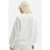 USLUCAN ALIŞVERİŞ Unisex Uzun Kol Yarım Farmuarlı Yakalı Basic SweatShirt - Beyaz