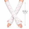 USLUCAN ALIŞVERİŞ Uzun Zarif Dantel Eldiven Parmaksız Beyaz