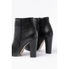 USLUCAN ALIŞVERİŞ VRT-4801 Siyah Yüksek Kalın Topuklu Fermuarlı Kadın Bot