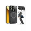USLUCAN ALIŞVERİŞ Xiaomi Redmi 13C Kılıf Joy Lens Standlı Kapak - Siyah