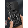 USLUCAN ALIŞVERİŞ Xiaomi Redmi 13C Kılıf Pars Lens Yüzüklü Silikon - Siyah