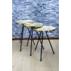 USLUCAN ALIŞVERİŞ Zigon Sehpa 3lü Altın Efes Siyah Metal Ayak
