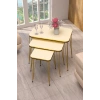 USLUCAN ALIŞVERİŞ Zigon Sehpa Kr Ve Orta Sehpa Kr Set Çift Gold Krem Tel 1114