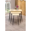 USLUCAN ALIŞVERİŞ Zigon Sehpa Kr Ve Orta Sehpa Kr Set Siyah Ayak Krem Tel 1100