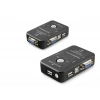 Vga Usb Kvm Switch 2 In 1 Out + 2 Port Usb Console + 2 Port Usb Pc (Klavye/Mouse + Yazıcı) - Siyah HDX1360