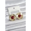 Vintage Model Bordo Gold Renk Pirinç Kadın Küpe 5886