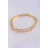 Vip Seri Pirinç Pembe Zirkon Taşlı Gold Renk Baget Model Bileklik - TJ-BB6078