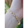 Vip Seri Pirinç Pembe Zirkon Taşlı Gold Renk Baget Model Bileklik - TJ-BB6078
