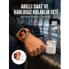 Watch 9 Max Akıllı Saat Seti 2 Kordonlu Kablosuz Kulaklık Hediyeli Yeni Nesil