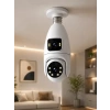 Wi-Fi Ampul Kamera Sistemi Gece Görüşlü Çift Lens
