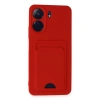Xiaomi Redmi 13c Kılıf Kelvin Kartvizitli Silikon - Kırmızı