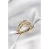 Yılan Model Gold Renk Zirkon Taşlı Kadın Yüzük 5886
