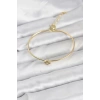 Zirkon Taşlı Yonca Model Gold Renk Kadın Bileklik - TJ-BB8235