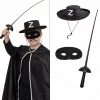 Zorro Kostüm Seti 3’lü Çocuk – Şapka, Maske ve Kılıç