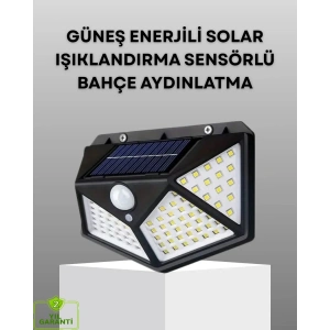 USLUCAN ALIŞVERİŞ 100 LED Solar Lamba Hareket Algılamalı Bahçe Duvar Dış Mekan Aydınlatma