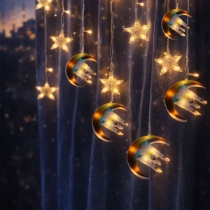 USLUCAN ALIŞVERİŞ 3 mt Fişli Hilal Cami Yıldız Ramazan Perde LED