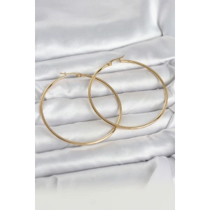 USLUCAN ALIŞVERİŞ 316L Çelik Gold Renk 60 mm Halka Kadın Küpe