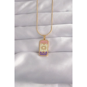 USLUCAN ALIŞVERİŞ 316L Çelik Gold Renk Karışık Mineli Ay Figür Tarot Kolye