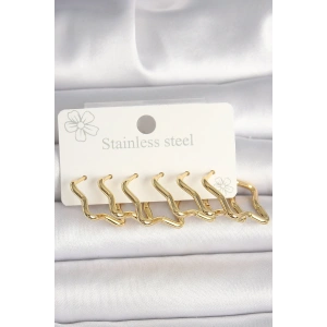 USLUCAN ALIŞVERİŞ 316L Çelik Gold Renk Yıldız Model Kadın Küpe Seti
