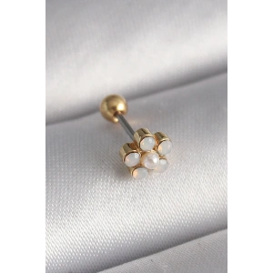 USLUCAN ALIŞVERİŞ 316L Çelik Gold Renk Zirkon Taşlı Çiçek Model Tragus Piercing