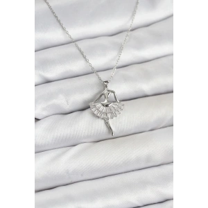 USLUCAN ALIŞVERİŞ 316L Çelik Gümüş Renk Balerin Model Kadın Kolye