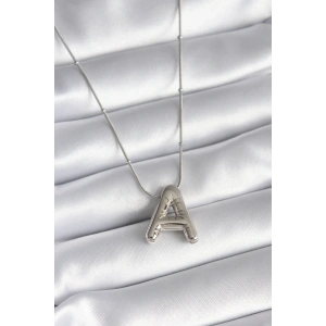 USLUCAN ALIŞVERİŞ 316L Çelik Gümüş Renk Bubble A Harf Model Kadın Kolye