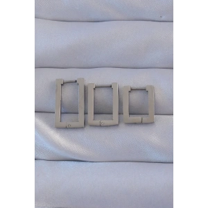 USLUCAN ALIŞVERİŞ 316L Çelik Gümüş Renk Dikdörtgen Küpe Seti