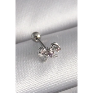 USLUCAN ALIŞVERİŞ 316L Çelik Gümüş Renk Zirkon Taşlı Kurdele Tragus Piercing