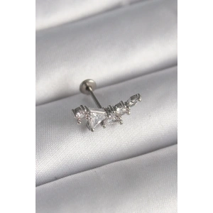 USLUCAN ALIŞVERİŞ 316L Çelik Gümüş Renk Zirkon Taşlı Tragus Piercing