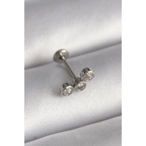 USLUCAN ALIŞVERİŞ 316L Çelik Gümüş Renk Zirkon Taşlı Tragus Piercing