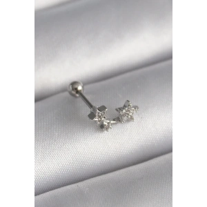 USLUCAN ALIŞVERİŞ 316L Çelik Gümüş Renk Zirkon Taşlı Yıldız Tragus Piercing