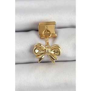 USLUCAN ALIŞVERİŞ 316L Çelik Sallantılı Fiyonk Model Gold Renk Nomination Charm