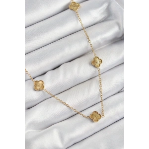 USLUCAN ALIŞVERİŞ 316L Çelik Yonca Model Gold Renk Kadın Kolye