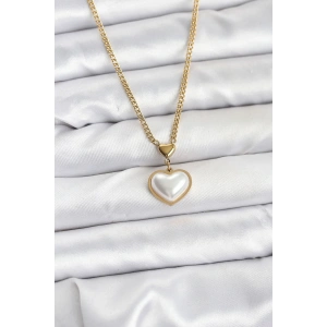 USLUCAN ALIŞVERİŞ 316L Çelik Zincir Gold Renk Bombeli Kalp Model Kadın Kolye