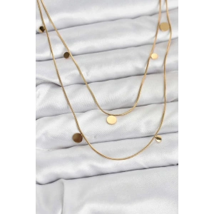 USLUCAN ALIŞVERİŞ 316L Çelik Zincir Gold Renk Pullu Kadın Kolye