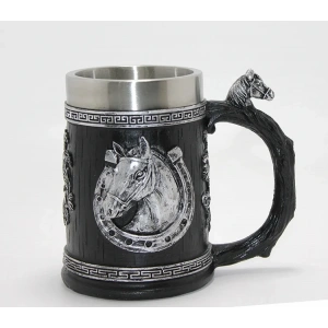 USLUCAN ALIŞVERİŞ 3D Kabartmalı At Büstü Paslanmaz Çelik Kupa Bardak